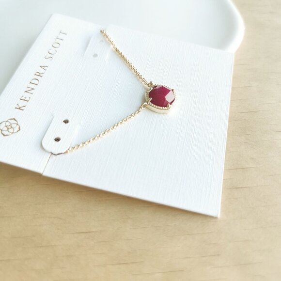 Kendra Scott “Davie” Gold Necklace with Red Pendant - Picture 2 of 3